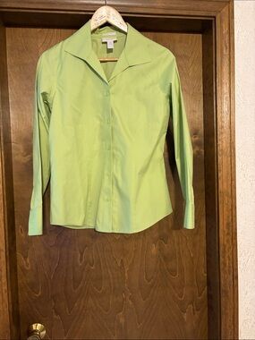 Chico's Lime Green Collared Cotton Shirt